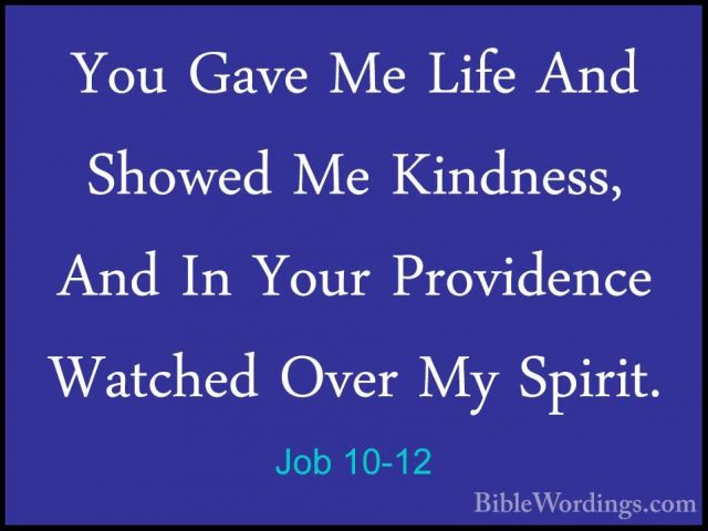 Job 10-12 - You Gave Me Life And Showed Me Kindness, And In YourYou Gave Me Life And Showed Me Kindness, And In Your Providence Watched Over My Spirit. 