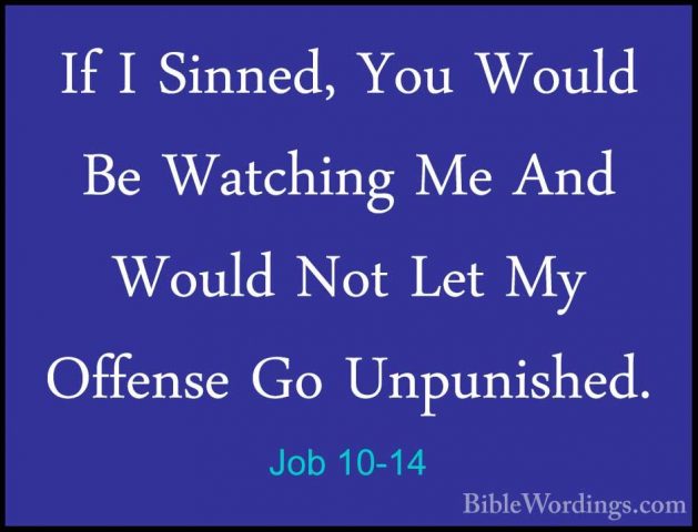 Job 10-14 - If I Sinned, You Would Be Watching Me And Would Not LIf I Sinned, You Would Be Watching Me And Would Not Let My Offense Go Unpunished. 