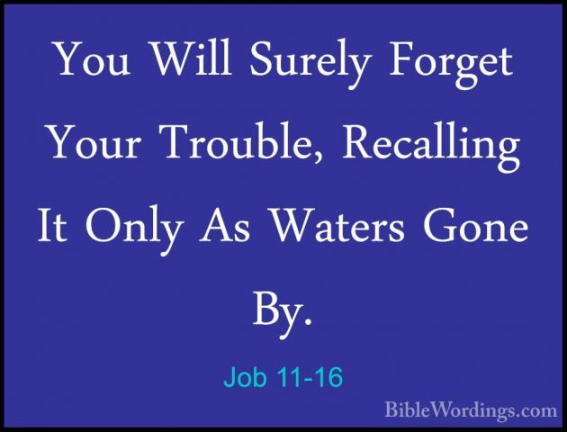 Job 11-16 - You Will Surely Forget Your Trouble, Recalling It OnlYou Will Surely Forget Your Trouble, Recalling It Only As Waters Gone By. 