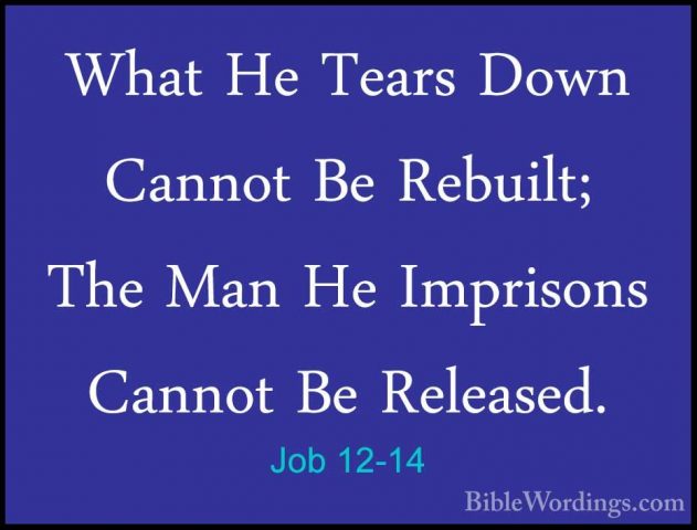 Job 12-14 - What He Tears Down Cannot Be Rebuilt; The Man He ImprWhat He Tears Down Cannot Be Rebuilt; The Man He Imprisons Cannot Be Released. 