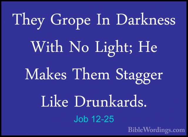 Job 12-25 - They Grope In Darkness With No Light; He Makes Them SThey Grope In Darkness With No Light; He Makes Them Stagger Like Drunkards.