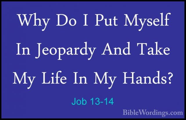 Job 13-14 - Why Do I Put Myself In Jeopardy And Take My Life In MWhy Do I Put Myself In Jeopardy And Take My Life In My Hands? 