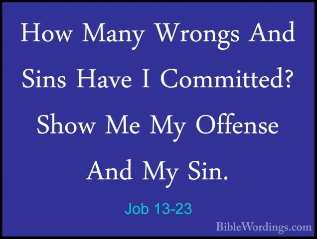 Job 13-23 - How Many Wrongs And Sins Have I Committed? Show Me MyHow Many Wrongs And Sins Have I Committed? Show Me My Offense And My Sin. 