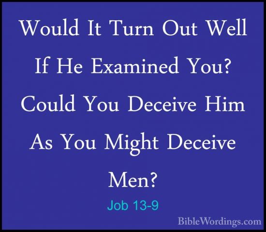 Job 13-9 - Would It Turn Out Well If He Examined You? Could You DWould It Turn Out Well If He Examined You? Could You Deceive Him As You Might Deceive Men? 