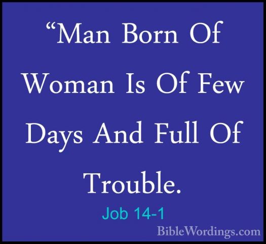 Job 14-1 - "Man Born Of Woman Is Of Few Days And Full Of Trouble."Man Born Of Woman Is Of Few Days And Full Of Trouble. 