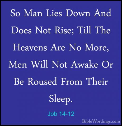 Job 14-12 - So Man Lies Down And Does Not Rise; Till The HeavensSo Man Lies Down And Does Not Rise; Till The Heavens Are No More, Men Will Not Awake Or Be Roused From Their Sleep. 