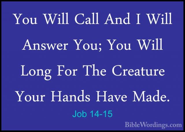 Job 14-15 - You Will Call And I Will Answer You; You Will Long FoYou Will Call And I Will Answer You; You Will Long For The Creature Your Hands Have Made. 