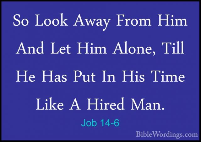 Job 14-6 - So Look Away From Him And Let Him Alone, Till He Has PSo Look Away From Him And Let Him Alone, Till He Has Put In His Time Like A Hired Man. 