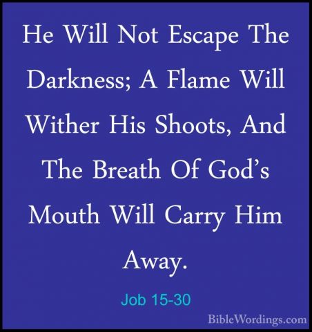 Job 15-30 - He Will Not Escape The Darkness; A Flame Will WitherHe Will Not Escape The Darkness; A Flame Will Wither His Shoots, And The Breath Of God's Mouth Will Carry Him Away. 