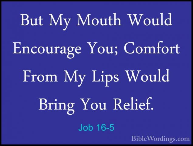 Job 16-5 - But My Mouth Would Encourage You; Comfort From My LipsBut My Mouth Would Encourage You; Comfort From My Lips Would Bring You Relief. 