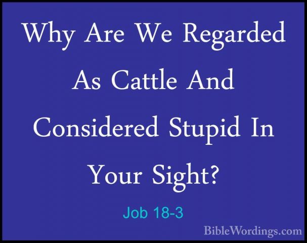 Job 18-3 - Why Are We Regarded As Cattle And Considered Stupid InWhy Are We Regarded As Cattle And Considered Stupid In Your Sight? 