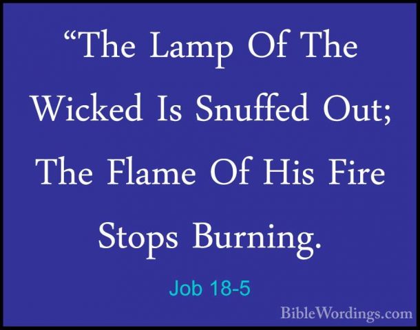 Job 18-5 - "The Lamp Of The Wicked Is Snuffed Out; The Flame Of H"The Lamp Of The Wicked Is Snuffed Out; The Flame Of His Fire Stops Burning. 
