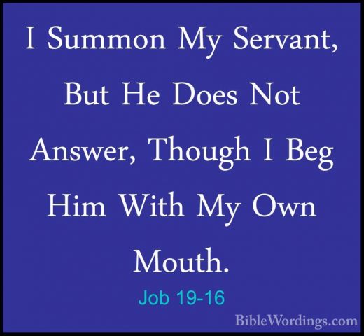 Job 19-16 - I Summon My Servant, But He Does Not Answer, Though II Summon My Servant, But He Does Not Answer, Though I Beg Him With My Own Mouth. 