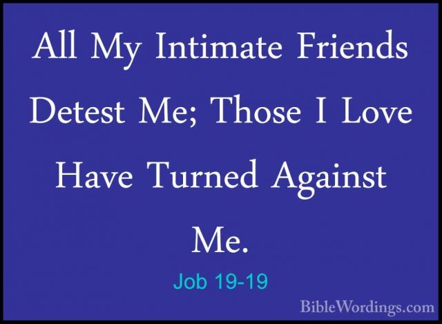 Job 19-19 - All My Intimate Friends Detest Me; Those I Love HaveAll My Intimate Friends Detest Me; Those I Love Have Turned Against Me. 