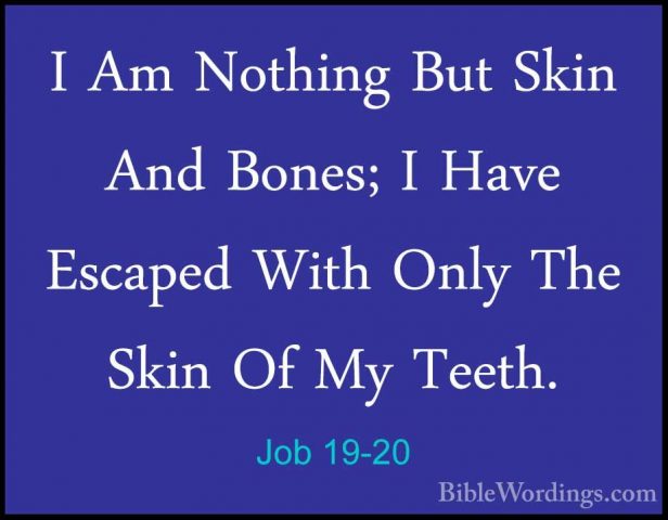 Job 19-20 - I Am Nothing But Skin And Bones; I Have Escaped WithI Am Nothing But Skin And Bones; I Have Escaped With Only The Skin Of My Teeth. 