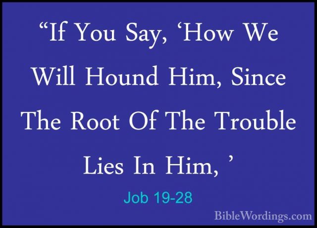 Job 19-28 - "If You Say, 'How We Will Hound Him, Since The Root O"If You Say, 'How We Will Hound Him, Since The Root Of The Trouble Lies In Him, ' 