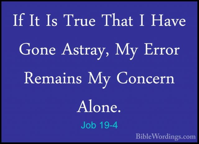 Job 19-4 - If It Is True That I Have Gone Astray, My Error RemainIf It Is True That I Have Gone Astray, My Error Remains My Concern Alone. 