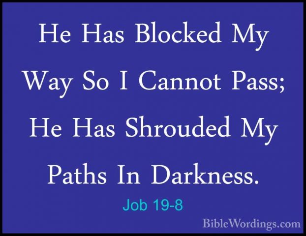 Job 19-8 - He Has Blocked My Way So I Cannot Pass; He Has ShroudeHe Has Blocked My Way So I Cannot Pass; He Has Shrouded My Paths In Darkness. 