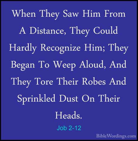 Job 2-12 - When They Saw Him From A Distance, They Could Hardly RWhen They Saw Him From A Distance, They Could Hardly Recognize Him; They Began To Weep Aloud, And They Tore Their Robes And Sprinkled Dust On Their Heads. 