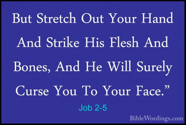 Job 2-5 - But Stretch Out Your Hand And Strike His Flesh And BoneBut Stretch Out Your Hand And Strike His Flesh And Bones, And He Will Surely Curse You To Your Face." 