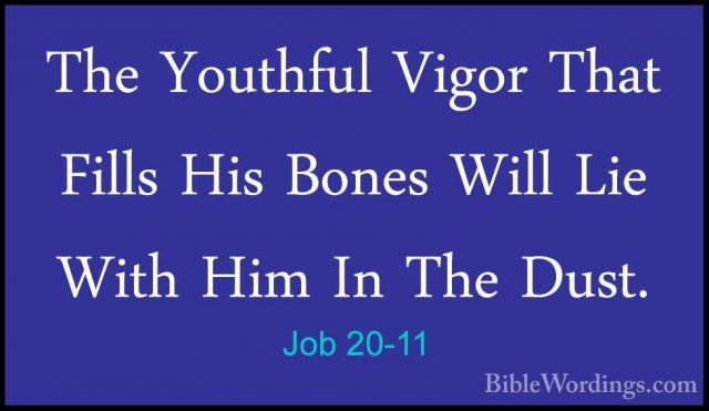 Job 20-11 - The Youthful Vigor That Fills His Bones Will Lie WithThe Youthful Vigor That Fills His Bones Will Lie With Him In The Dust. 