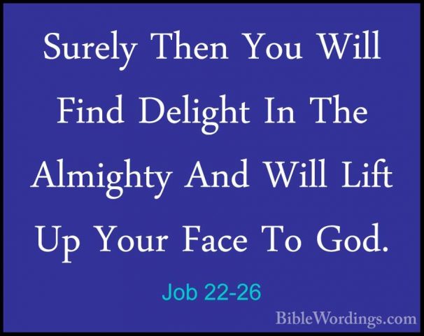 Job 22-26 - Surely Then You Will Find Delight In The Almighty AndSurely Then You Will Find Delight In The Almighty And Will Lift Up Your Face To God. 