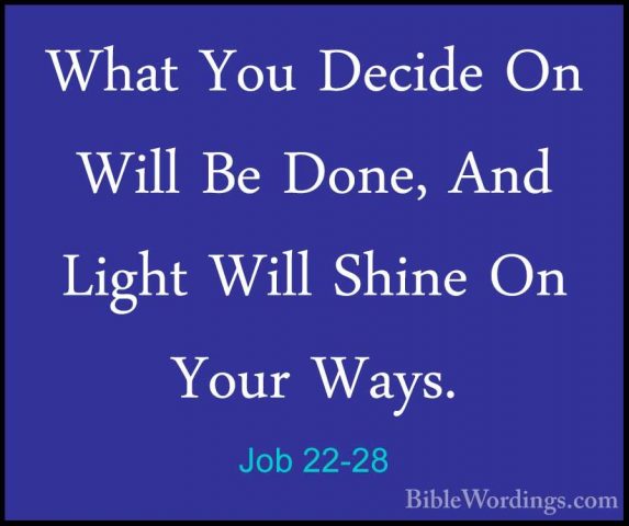 Job 22-28 - What You Decide On Will Be Done, And Light Will ShineWhat You Decide On Will Be Done, And Light Will Shine On Your Ways. 