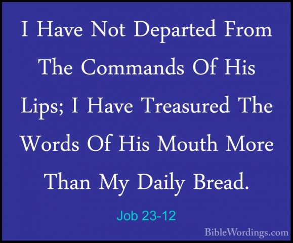 Job 23-12 - I Have Not Departed From The Commands Of His Lips; II Have Not Departed From The Commands Of His Lips; I Have Treasured The Words Of His Mouth More Than My Daily Bread. 