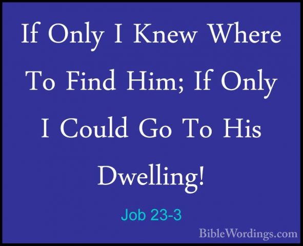 Job 23-3 - If Only I Knew Where To Find Him; If Only I Could Go TIf Only I Knew Where To Find Him; If Only I Could Go To His Dwelling! 