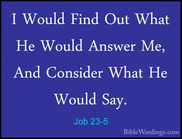 Job 23-5 - I Would Find Out What He Would Answer Me, And ConsiderI Would Find Out What He Would Answer Me, And Consider What He Would Say. 
