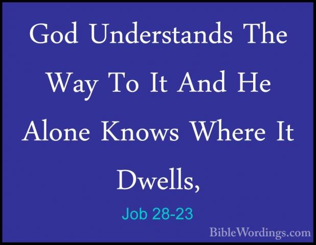 Job 28-23 - God Understands The Way To It And He Alone Knows WherGod Understands The Way To It And He Alone Knows Where It Dwells, 