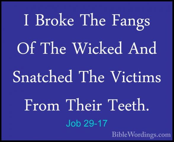 Job 29-17 - I Broke The Fangs Of The Wicked And Snatched The VictI Broke The Fangs Of The Wicked And Snatched The Victims From Their Teeth. 