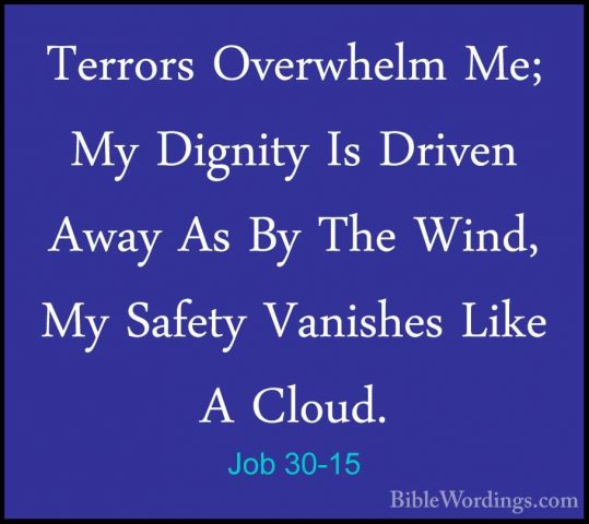 Job 30-15 - Terrors Overwhelm Me; My Dignity Is Driven Away As ByTerrors Overwhelm Me; My Dignity Is Driven Away As By The Wind, My Safety Vanishes Like A Cloud. 