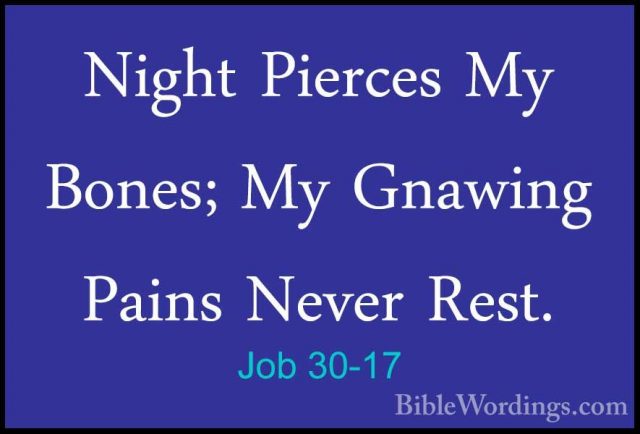 Job 30-17 - Night Pierces My Bones; My Gnawing Pains Never Rest.Night Pierces My Bones; My Gnawing Pains Never Rest. 