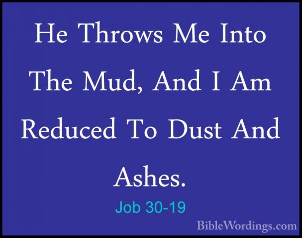 Job 30-19 - He Throws Me Into The Mud, And I Am Reduced To Dust AHe Throws Me Into The Mud, And I Am Reduced To Dust And Ashes. 