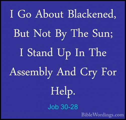 Job 30-28 - I Go About Blackened, But Not By The Sun; I Stand UpI Go About Blackened, But Not By The Sun; I Stand Up In The Assembly And Cry For Help. 