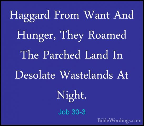 Job 30-3 - Haggard From Want And Hunger, They Roamed The ParchedHaggard From Want And Hunger, They Roamed The Parched Land In Desolate Wastelands At Night. 