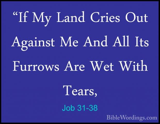 Job 31-38 - "If My Land Cries Out Against Me And All Its Furrows"If My Land Cries Out Against Me And All Its Furrows Are Wet With Tears, 