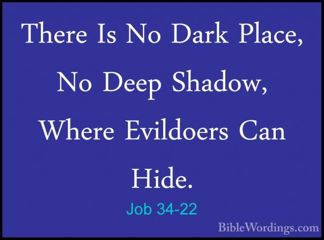 Job 34-22 - There Is No Dark Place, No Deep Shadow, Where EvildoeThere Is No Dark Place, No Deep Shadow, Where Evildoers Can Hide. 