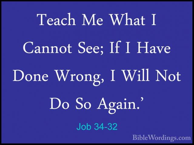 Job 34-32 - Teach Me What I Cannot See; If I Have Done Wrong, I WTeach Me What I Cannot See; If I Have Done Wrong, I Will Not Do So Again.' 