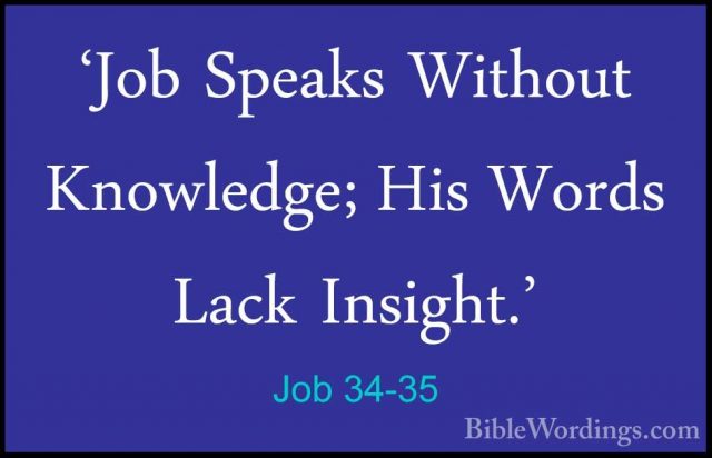 Job 34-35 - 'Job Speaks Without Knowledge; His Words Lack Insight'Job Speaks Without Knowledge; His Words Lack Insight.' 
