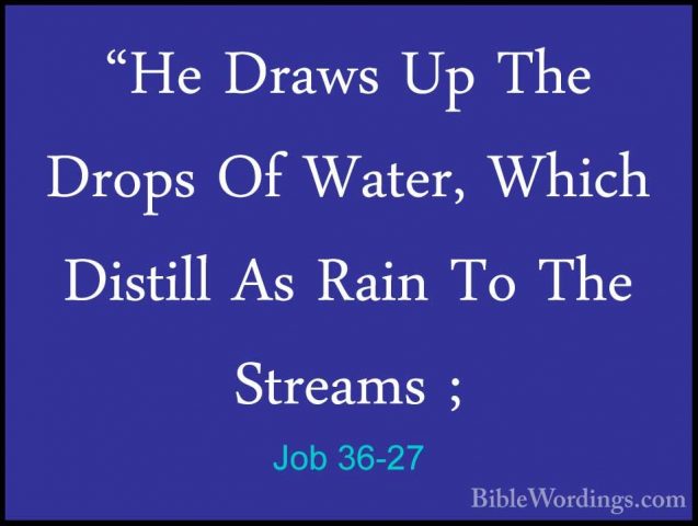 Job 36-27 - "He Draws Up The Drops Of Water, Which Distill As Rai"He Draws Up The Drops Of Water, Which Distill As Rain To The Streams ; 