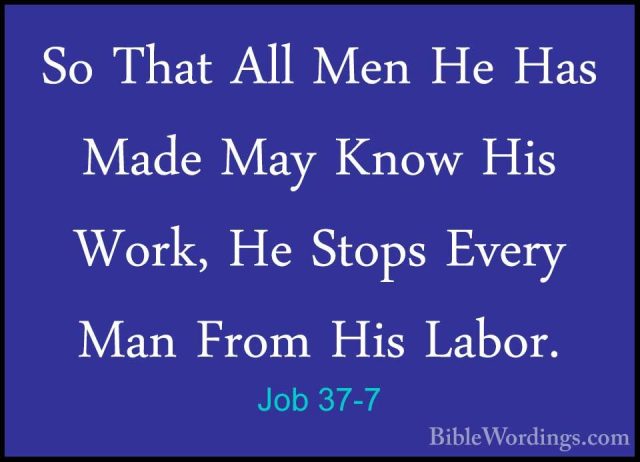 Job 37-7 - So That All Men He Has Made May Know His Work, He StopSo That All Men He Has Made May Know His Work, He Stops Every Man From His Labor. 