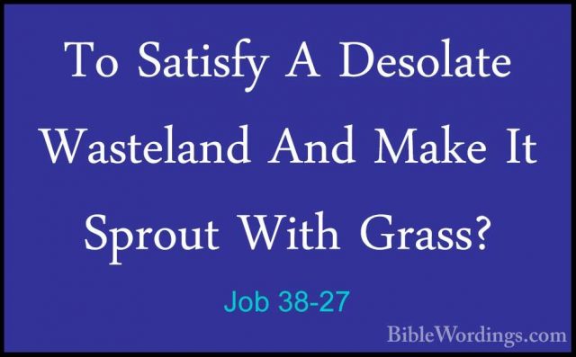 Job 38-27 - To Satisfy A Desolate Wasteland And Make It Sprout WiTo Satisfy A Desolate Wasteland And Make It Sprout With Grass? 