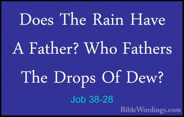 Job 38-28 - Does The Rain Have A Father? Who Fathers The Drops OfDoes The Rain Have A Father? Who Fathers The Drops Of Dew? 