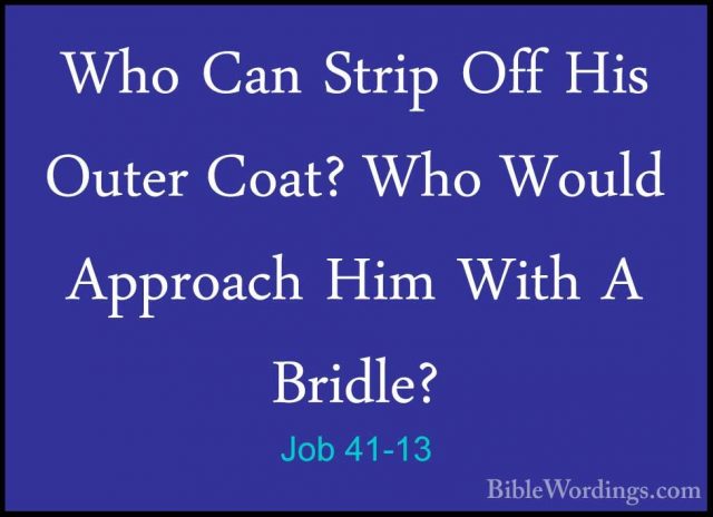Job 41-13 - Who Can Strip Off His Outer Coat? Who Would ApproachWho Can Strip Off His Outer Coat? Who Would Approach Him With A Bridle? 