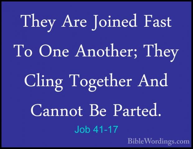 Job 41-17 - They Are Joined Fast To One Another; They Cling TogetThey Are Joined Fast To One Another; They Cling Together And Cannot Be Parted. 