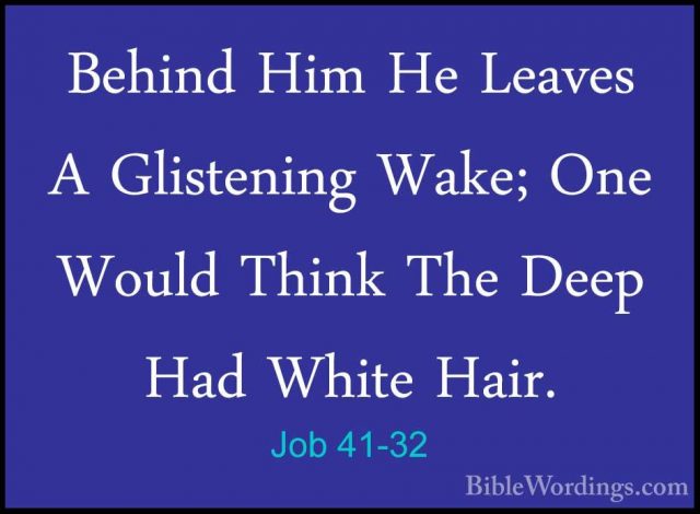 Job 41-32 - Behind Him He Leaves A Glistening Wake; One Would ThiBehind Him He Leaves A Glistening Wake; One Would Think The Deep Had White Hair. 