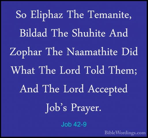 Job 42-9 - So Eliphaz The Temanite, Bildad The Shuhite And ZopharSo Eliphaz The Temanite, Bildad The Shuhite And Zophar The Naamathite Did What The Lord Told Them; And The Lord Accepted Job's Prayer. 