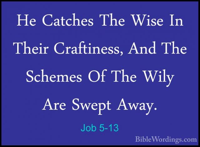 Job 5-13 - He Catches The Wise In Their Craftiness, And The SchemHe Catches The Wise In Their Craftiness, And The Schemes Of The Wily Are Swept Away. 